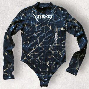 NEO4iC SPIKEZ Black Bodysuit EDM Festival Cyber Goth Women's Large